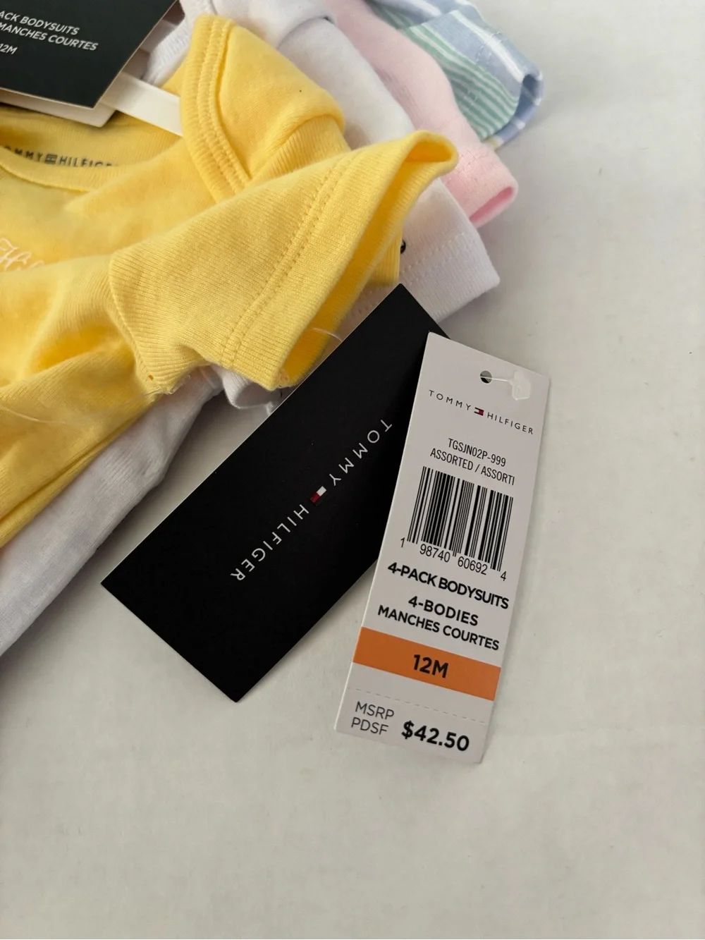 New! Tommy Hilfiger 4-pack infant girls bodysuits 12 months